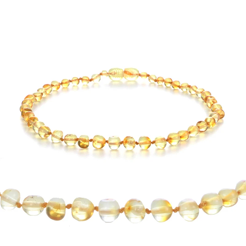HAOHUPO, натуральное Янтарное ожерелье, сертификат подлинности, подлинный Прибалтики, янтарный камень, детское ожерелье, подарок, 10 цветов, 14-33 см - Цвет камня: lemon