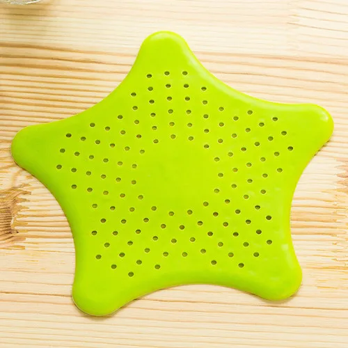 Star Shape Plastic Kitchen Mint Plan Bath Shower Drain Cover Waste Sink Strainer Hair Filter Catcher House Gadgets Pet Cleaning - Color: Green