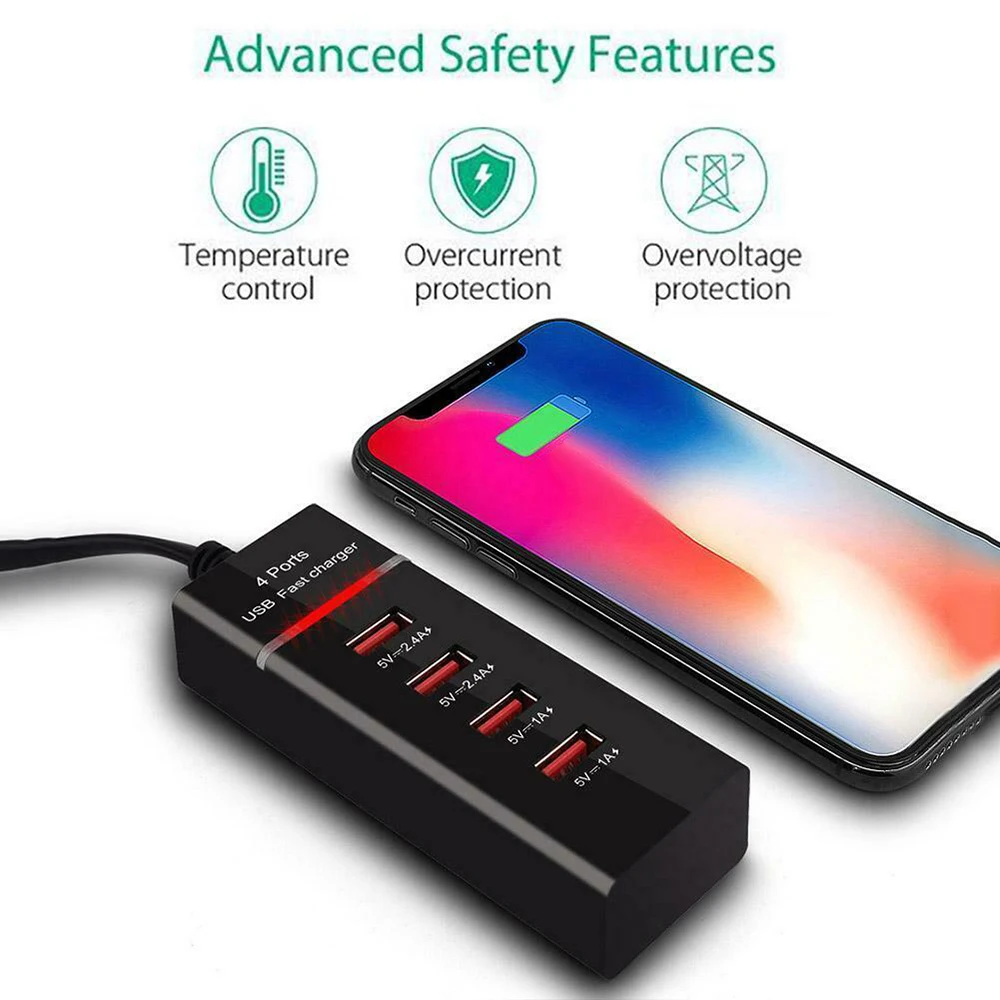 

Universal EU US Plug 4 USB Port Fast Phone Charger Travel Wall Power Fast Charging Adapter For iPhone For Samsung Mobile Phones
