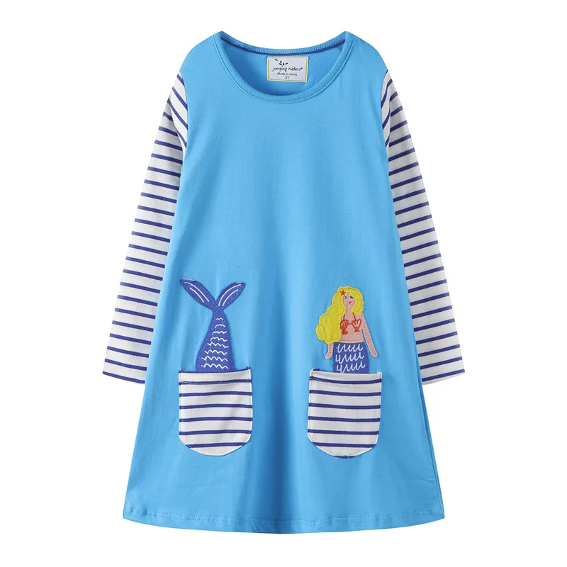 

Cartoon Baby Girl Dress Baby Girls Spring Autumn Priness Long Sleeve Christmas Dress with Animals Printed Applique Girls Dresses