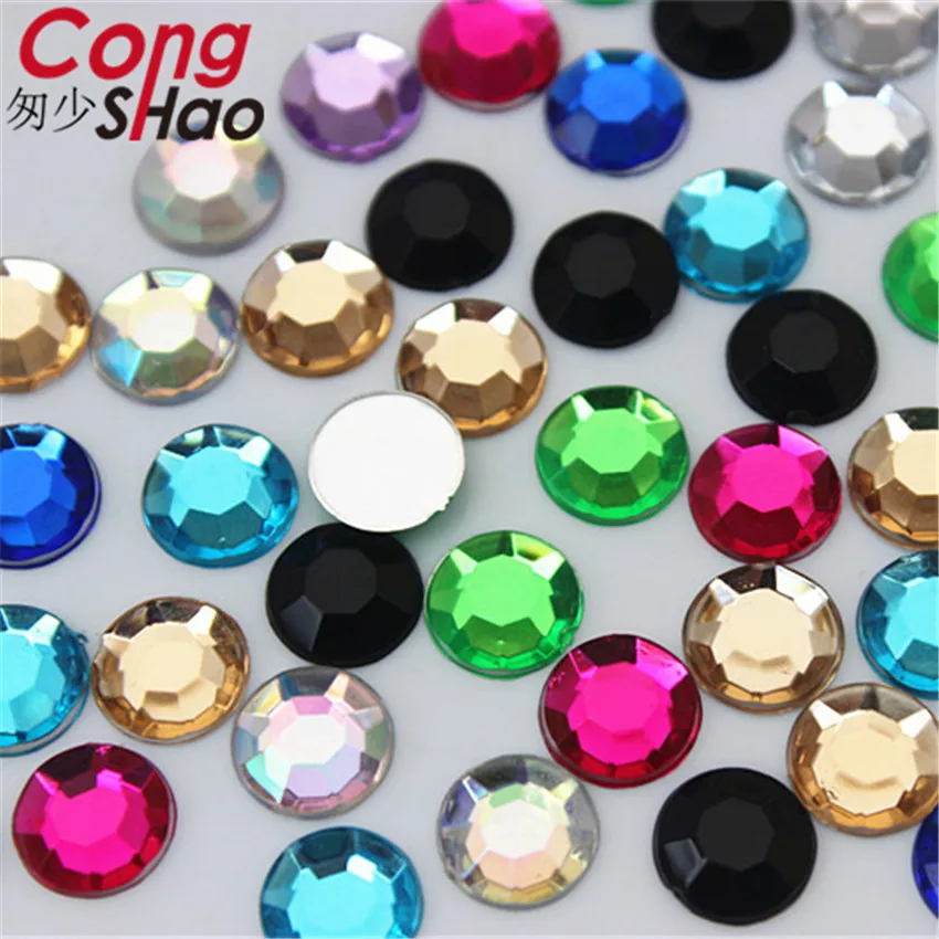 

Cong Shao 500pcs 8mm Colorful flatback Round stones and crystals Acrylic Rhinestone applique DIY Wedding Dress Decoration YB687