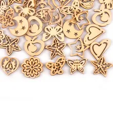 Сапоги-ботфорты случайный смешанный Moon/звезда/Сердце шаблон деревянная дверь Скрапбукинг Craft для украшения дома и в течение 20-35 мм 25 шт. MT0691