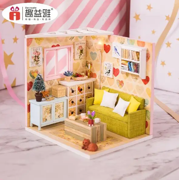 Кукольный дом с мебели Diy Миниатюрный 3D Деревянный Miniaturas кухня спальня кукольного домика игрушки для детей подарок на день рождения - Цвет: M010