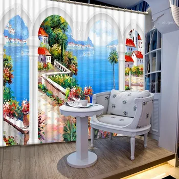 

High Quality Indoor Decorations 3D Printing Curtains Lifelike Beautiful Curtains full Shade Bedroom Living Room Curtains CL-049