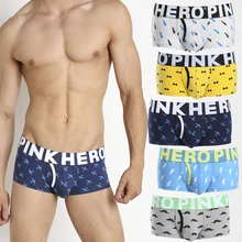 Новинка, розовые мужские трусы-боксеры с рисунком героя, Хлопковые Штаны, мужское нижнее белье в горошек, повседневные мужские трусы с мешочком и большим пенисом, Cueca, повседневные Высококачественные 809