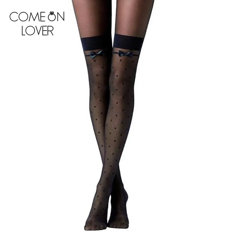 Comeonlover/высокое качество, женские модные чулки в горошек, дышащие, удерживающие чулки, прозрачные чулки для женщин HE2142
