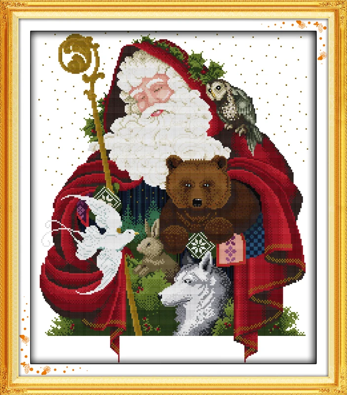 

Happy Christmas(7) DMC home decor canvas Cross Stitch kits people 14ct white 11ct print embroidery DIY handmade needlework wall