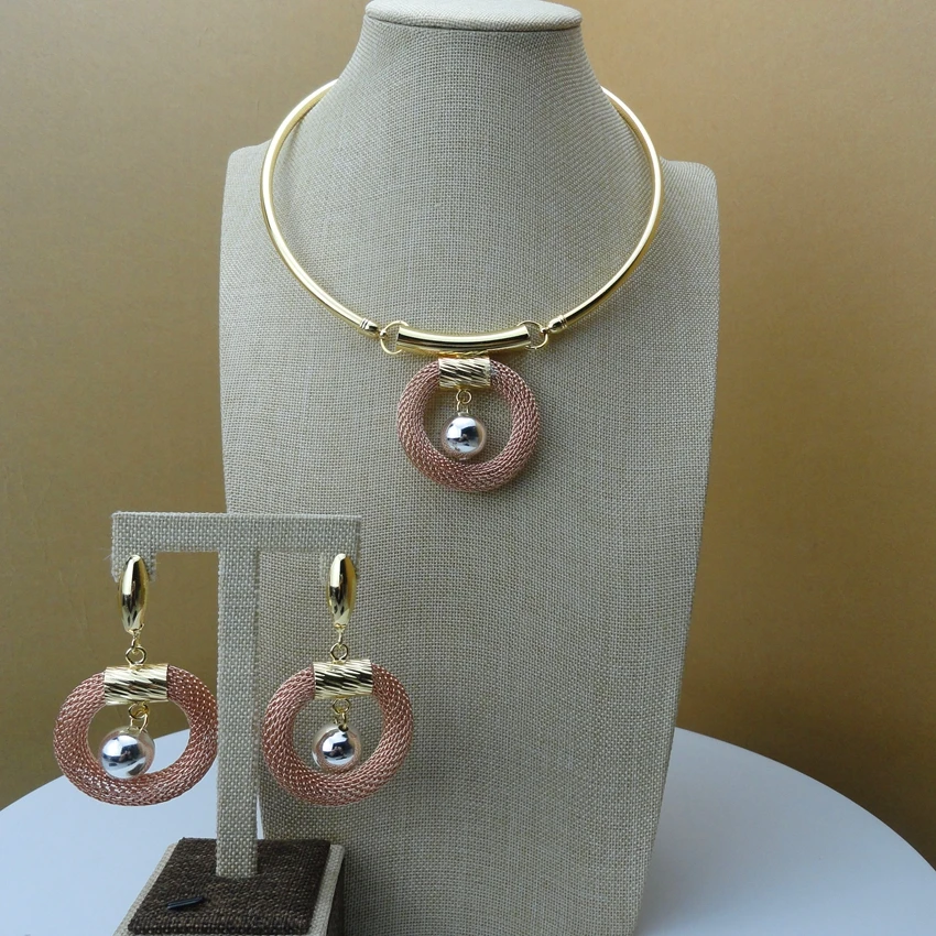 

2019 Yuminglai Italian Design 24K Dubai Costume Jewelry Sets Necklace and Earrings FHK6243