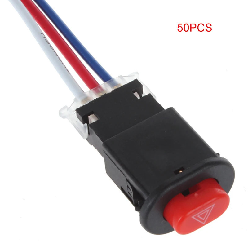 

Youwinme 50pcs Motorcycle Double Flash Switch Button Warning Emergency Lamp Turn Signal Flasher with 3 Wires Built-in Lock