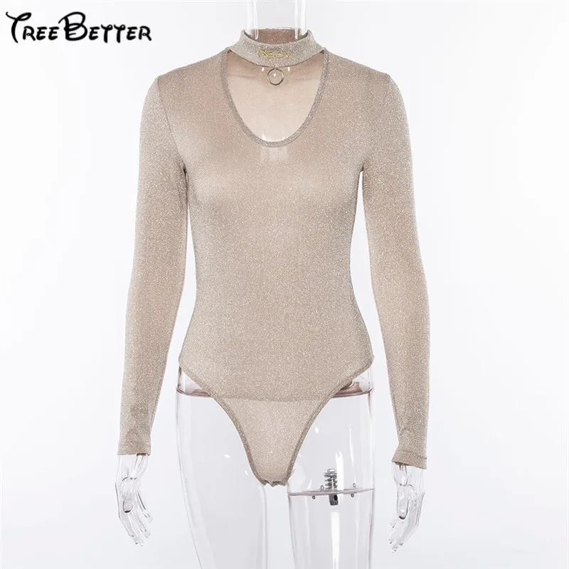 2019 Spring Winter New Women's Wear Neck Hollow Letter Embroidery Long Sleeve Sleeve Slim Clothes