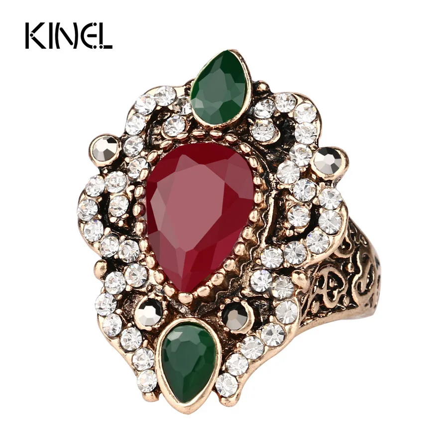 

Turkey Jewelry Wholesale Vintage Rings For Women Color Gold Mosaic AAA Crystal Engagement Party Accessories