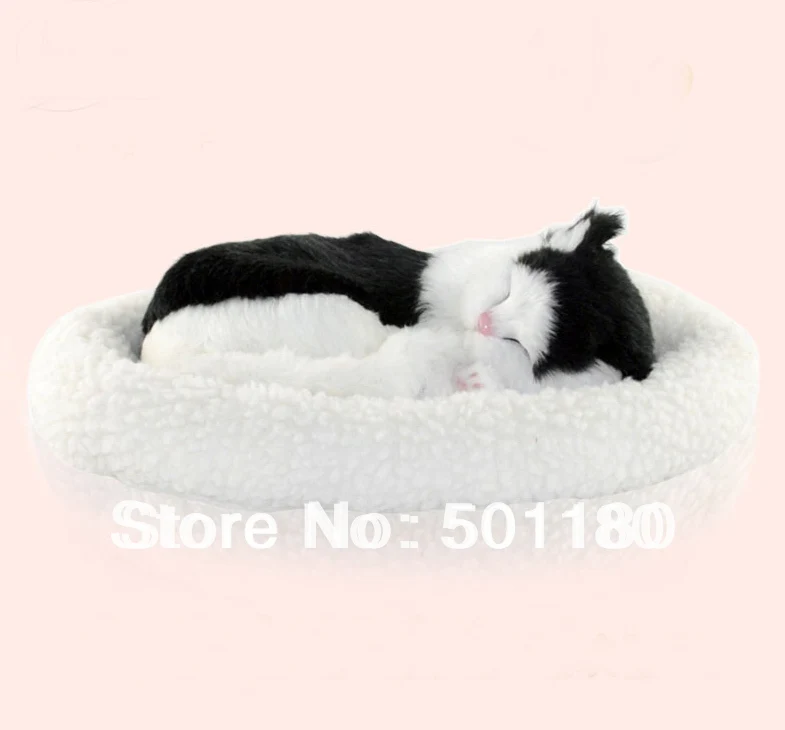 

free shipping lucky charm sleeping cat with breathing for gift or decoration