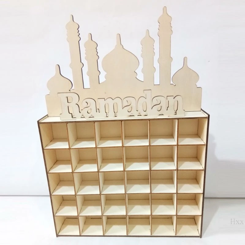 Деревянный ящик из МДФ Eid Рамадан Мубарак Адвент календарь мусульманские исламские украшения орнамент вечерние принадлежности