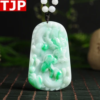 

Fine jewelry Natural A cargo emerald Dragon WH7458 pendants genuine Myanmar jade necklace men and wamen Included certificate