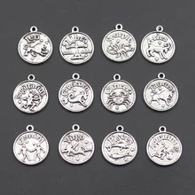 Encantos peixes vigro aquário taurus, escorpião capricron, gemini 20x17mm, pingentes antigos, tibetano, bronze, faça você mesmo