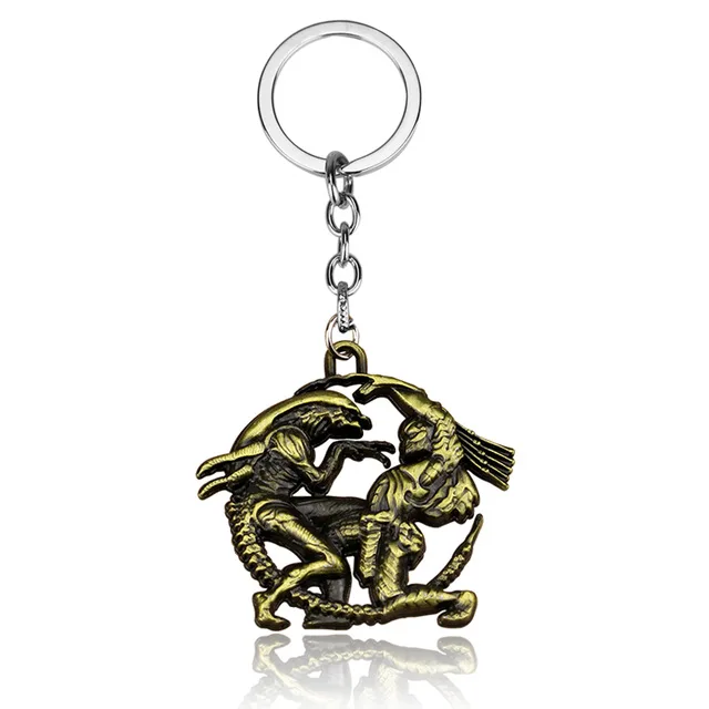 Высокое качество AVP Aliens. Predator брелок серебряное/бронзовое покрытие Alien круглый брелок кулон в виде королевы брелок для ключей подарок - Цвет: Розовый