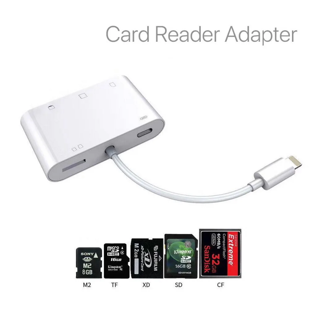 

5in1 SD CF TF XD M2Card Camera Reader Adapter for iPhone iPad iOS12
