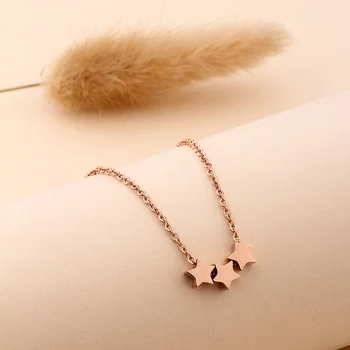 

Fashion Brand Woman Jewelry Rose Gold Color 3 Stars Pendant Necklace 316 L Stainless Steel Collares Jewelry High Polish