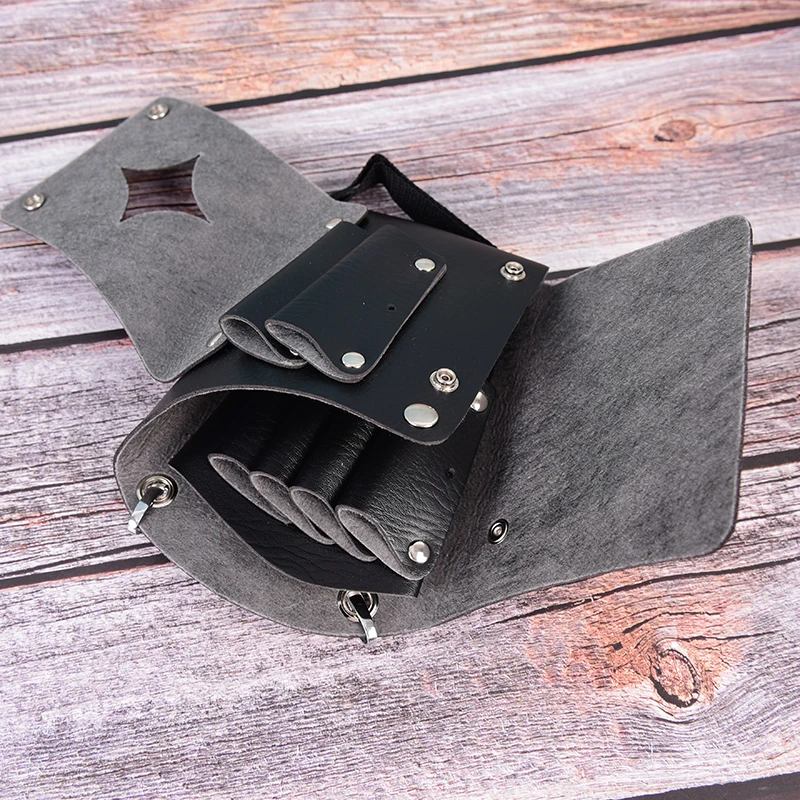 1PCS PU Leather Barber Hair Scissor Bag Hairdressing Holster Pouch Holder Case Rivet Clips Bag with Shoulder Belt High Quality