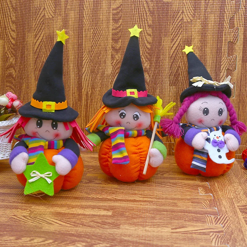 New Halloween Witch Plush Stuffed Dolls Toys Broom Ghost 5 Stars Pumkin