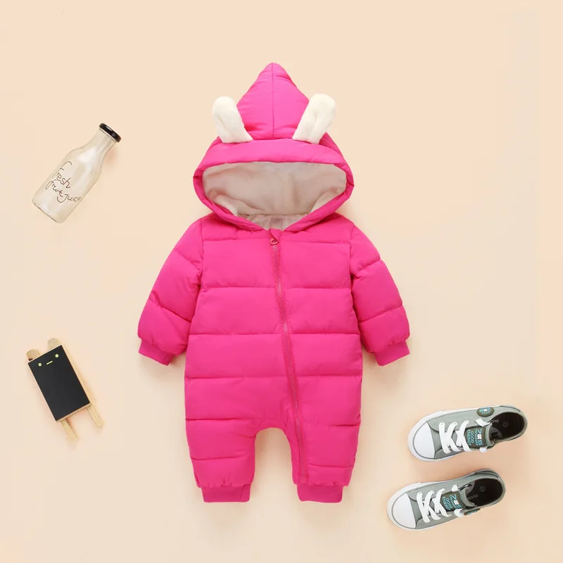 KISBINI/Детские комбинезоны; зимние куртки; одежда для маленьких девочек; зимние пальто; стильные комбинезоны с кроличьими ушками для маленьких мальчиков; Одежда для новорожденных - Цвет: Красный