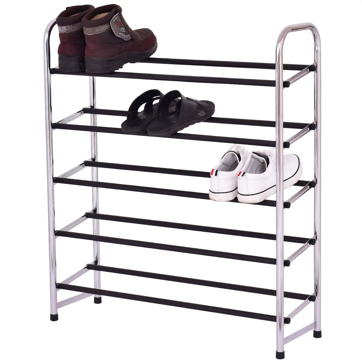 Giantex 5 Tier Mobile Shoe Rack Tower Living Room Storage Shelf Shoes Holder Organizer Modern