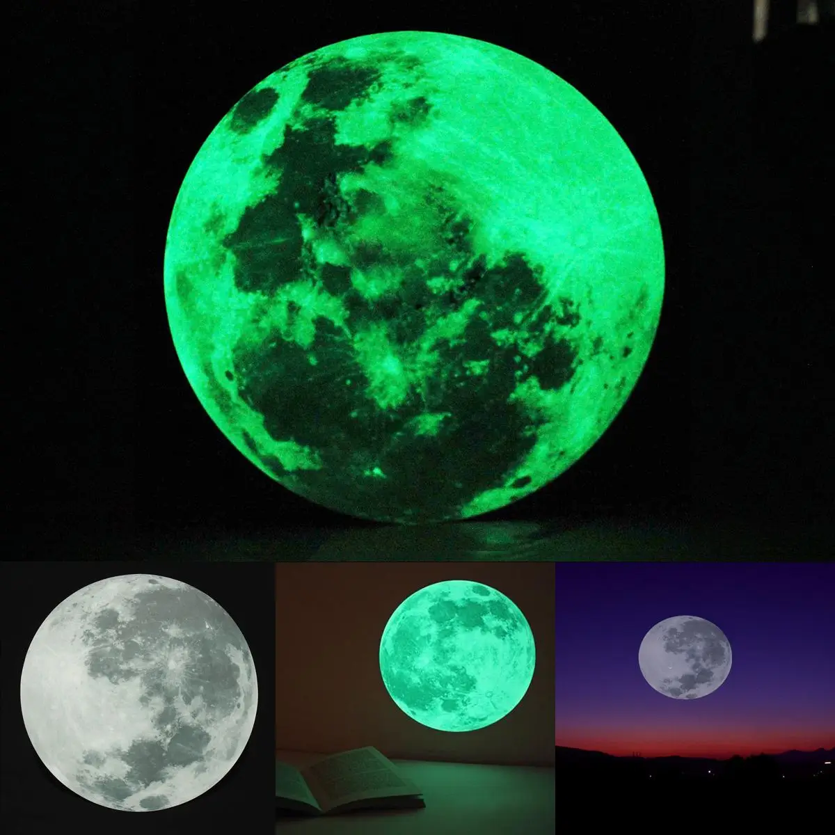 30cm Large Moon Wall Sticker Removable Glow In The Dark Luminous ART
