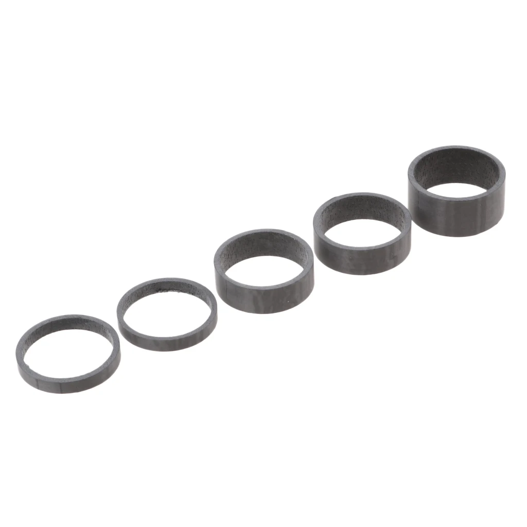 5Pcs/Set Carbon Fiber Bicycle Spacers 5/10/15mm Ultralight Headset Head Part Cycling Washer for 1-1/8inch Stem Road Bike MTB BMX