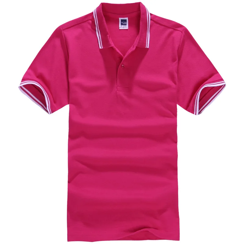 Брендовая одежда мужские рубашки поло дышащие хлопковые с коротким рукавом мужские с широкой талией с отложным воротником футболки размера плюс XXXL - Цвет: Rose