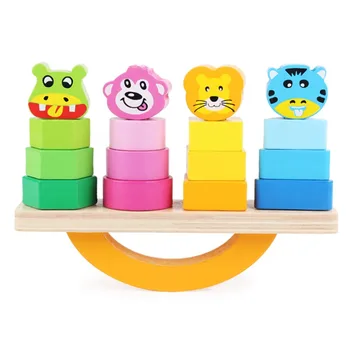 

Wooden Animal Cartoon Balance Beam Game Toy Stacking Geometric Tower Kids Educational Puzzle Toys
