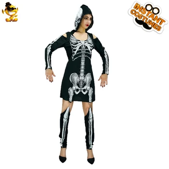 

DSPLAY New Style Women's Skeleton Ghost Halloween Costume Adult Fancy Dress Scary Cosplay Costumes