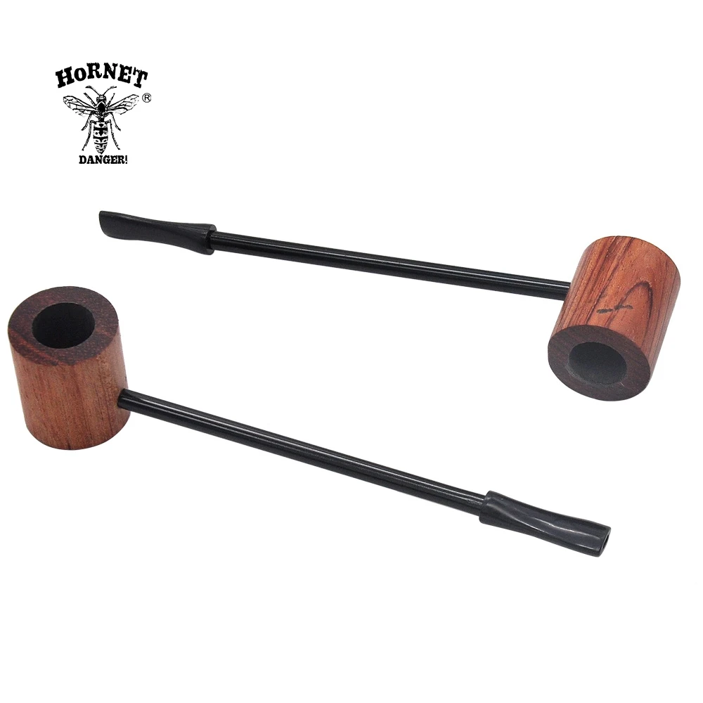 

Ebony Wood Pipe Portable Smoking Pipes Herb Tobacco Pipes Grinder Smoke Gifts Red Color