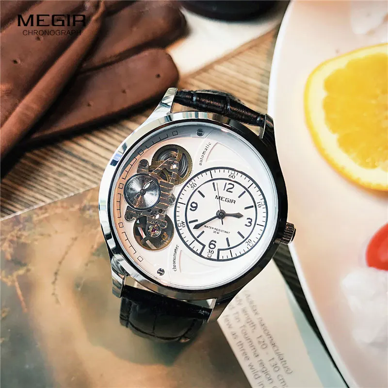 Оригинальные мужские часы MEGIR роскошные брендовые кварцевые Relogio Masculino кожаные
