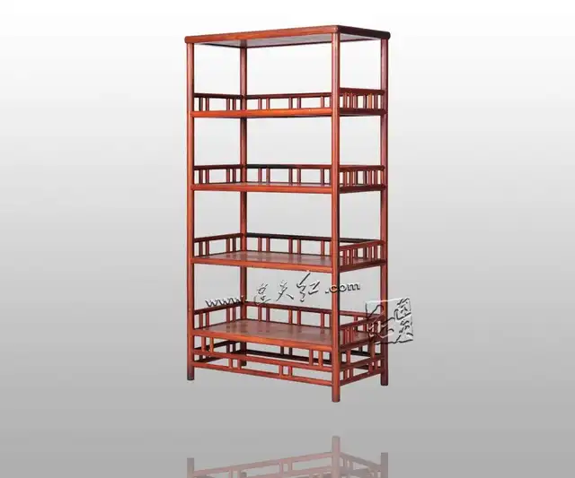 Storage Wood Bookcase Chinese Classic Retro Book Stand Rack