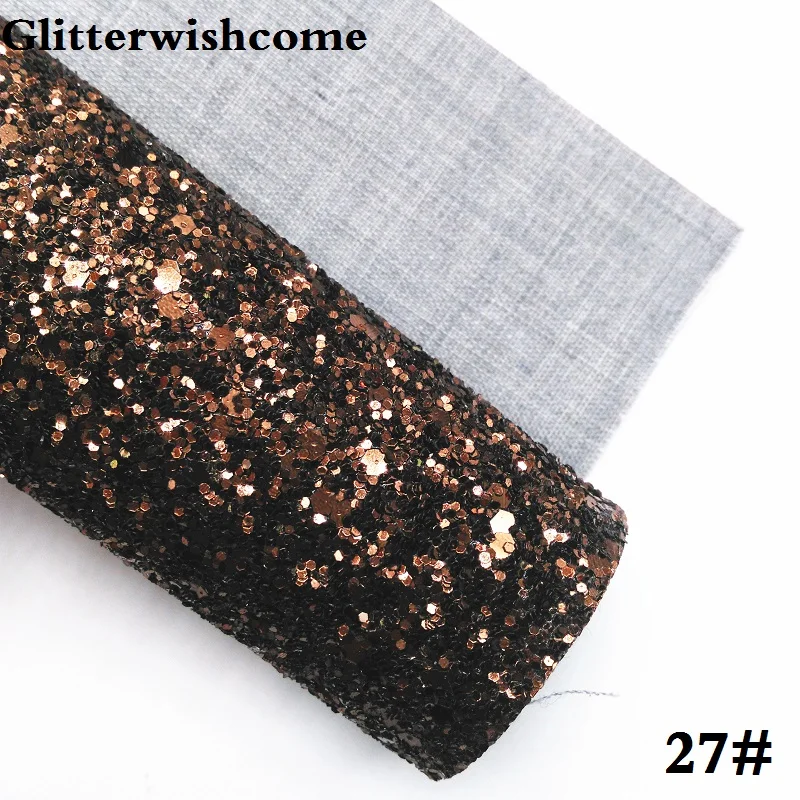 Glitterwishcome 30X134 см мини-рулон синтетическая кожа, массивная блестящая кожа ткань винил для луков, GM021 - Цвет: 27