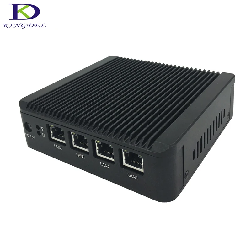 Fanless Mini PC Windows 7 Rugged Aluminum Case Intel Celeron J1900 Quad Core HTPC 4 LAN VGA Desktop Computer