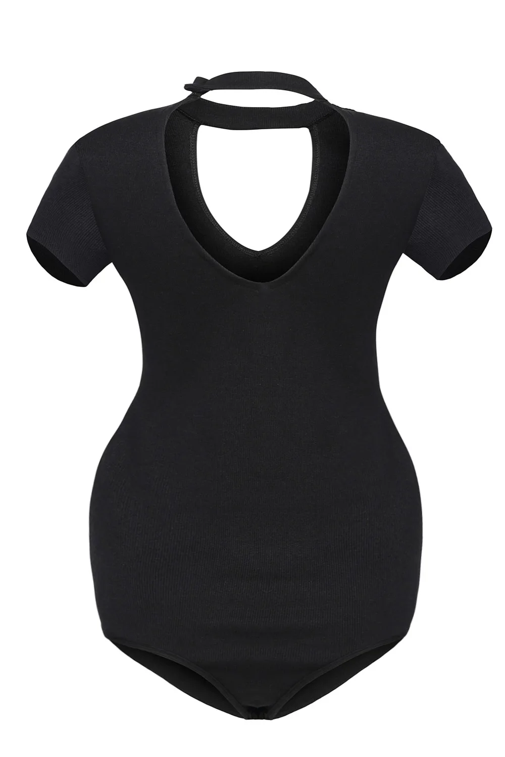Solid-Black-Peep-Hole-Choker-Bodysuit-LC32049-2-10
