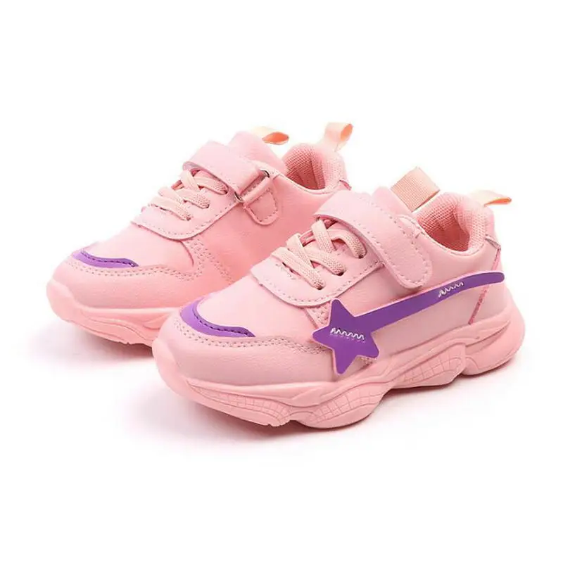 Новая модная детская обувь для мальчиков и девочек из искусственной кожи, дышащая Спортивная обувь для детей, кроссовки для бега