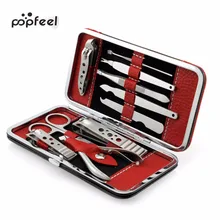 Popfeel 10 шт. педикюр маникюрный набор инструментов кусачки для ногтей Очиститель кутикулы Уход Набор Чехол