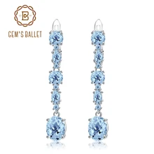 GEM'S BALLET 8.73Ct натуральный Небесно-Голубой топаз Драгоценный Камень Висячие серьги 925 пробы серебряные свадебные серьги для женщин хорошее ювелирное изделие