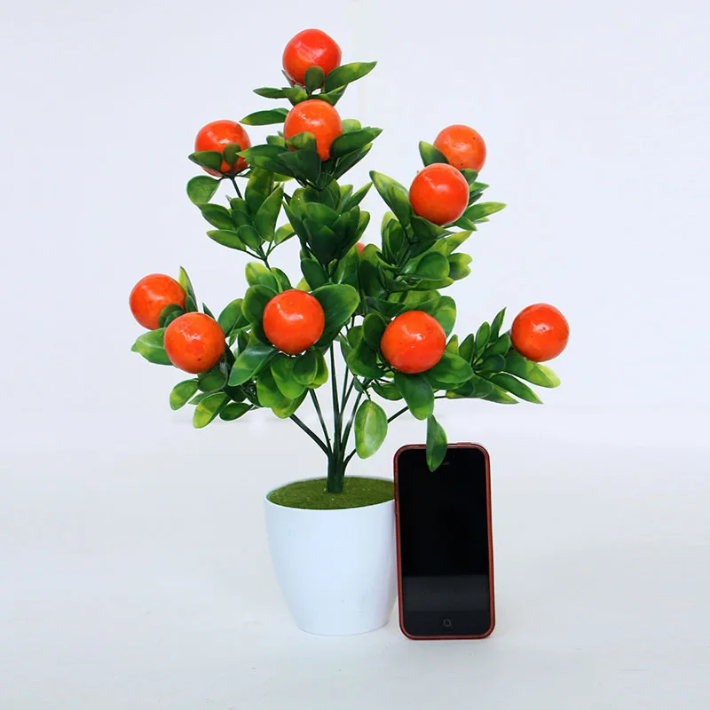 Прямая с фабрики моделирование фруктовое дерево набор растений в горшках пластик цветок оранжевый фрукты искусственный бонсай фруктовый горшок - Цвет: Fruit tree orange wi