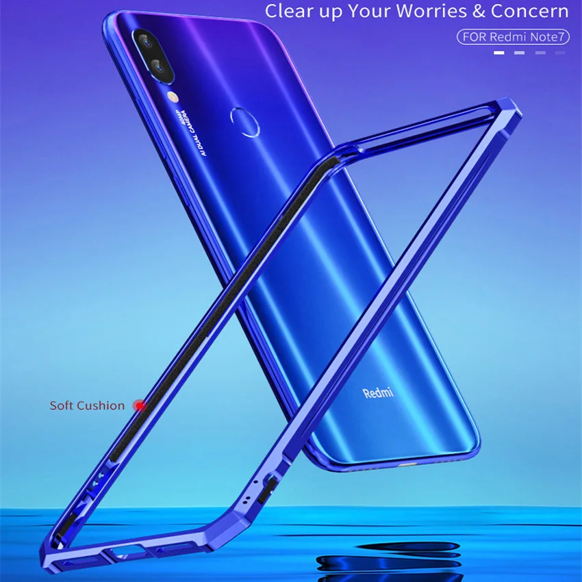

For Xiaomi redmi note 7 Case Luxury Metal Bumper Case On Xiomi redmi note 7 Slim Frame Phone Case redmi note7