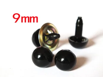 

100pcs/lot 9 mm solid black eyes with washers for toys & crafts