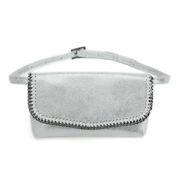 

CHALLEN Import PVC Women Waist Bag 2018 Dual Use Fanny Waist Pack Shoulder Bag Black Silver Female Belt Wallet Fashion Pouch