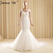 Sleeveless Sexy White Mermaid Tulle Wedding Dresses Embroidery Pearls Fashion Bridal Gown Robe De Mariee 2017 Real Photo