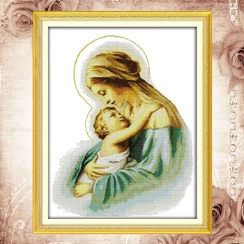 

Joy Sunday counted cross stitch kits Holy mother son 3 DMC fabric bedroom livingroom hotel deco painting deal free shipment