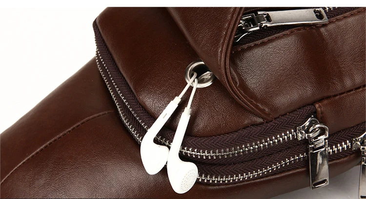 2019 новая брендовая мужская сумка на грудь Повседневная кожаная сумка через плечо сумки для мужчин нагрудная сумка с USB интерфейсом
