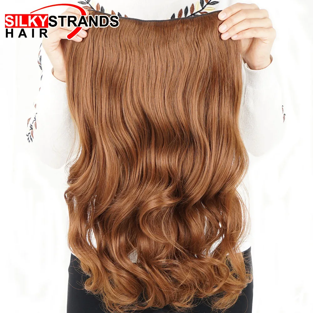Silky Strands Synthetic Clip-in Hair Extensions 190g one Piece Heat Resistant False Blonde Stretched Wavy Clip in Hair