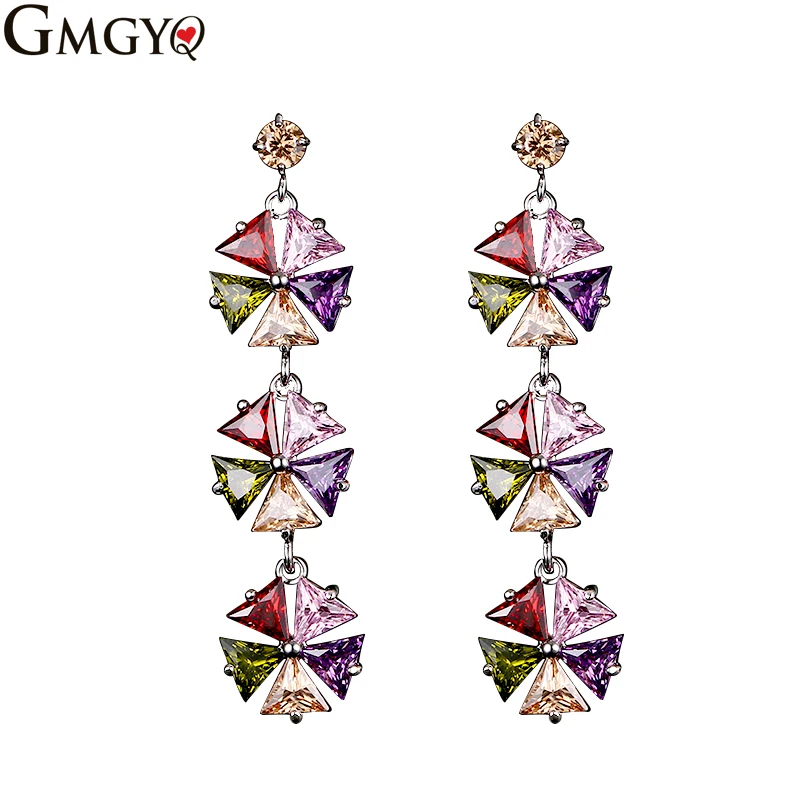 

GMGYQ Mode Femme Bijoux Multi Couleur AAA Cubique Zircone Femmes Stud Zircon Oorbellen Voor Vrouwen Pendientes Mujer Moda 2018