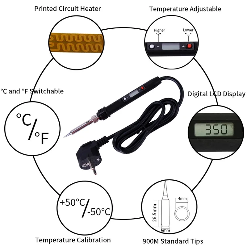80 Вт цифровой ЖК Электрический паяльник с регулируемой температурой 220 В отвертка насос для распайки Оловянная проволока плоскогубцы сварочные инструменты